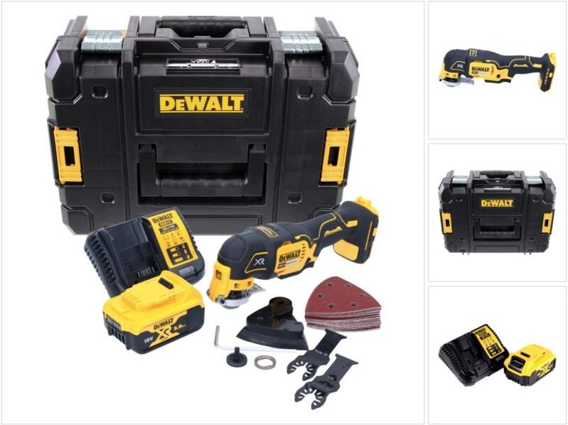 Thumbnail - DeWalt DCS 355 P1 Akku Oszillierer Multitool 18 V Brushless + 1x Akku 5,0 Ah + Ladegerät + Zubehör + TSTAK