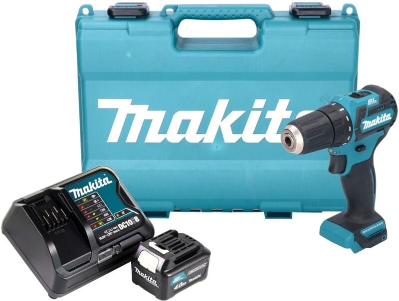 Makita DF 332 DSM1E Akku Bohrschrauber 12 V max. 35 Nm Brushless + 1x Akku 4,0 Ah + Ladegerät + Koffer