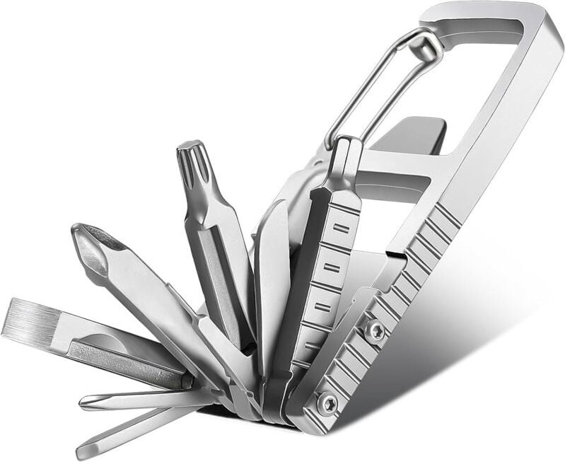 Multifunktionsmesser, 13-in-1-Multifunktions-Schlüsselanhänger, Taschenschraubendreher, für Camping- und Wanderüberleben
