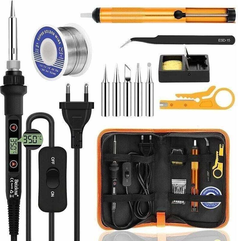 Lötkolben-Set – 80 W – Einstellbare Temperatur 180–480 °C – Präzisionselektronik – Ein-/Ausschalter – 5 Lötspitzen – Ent...