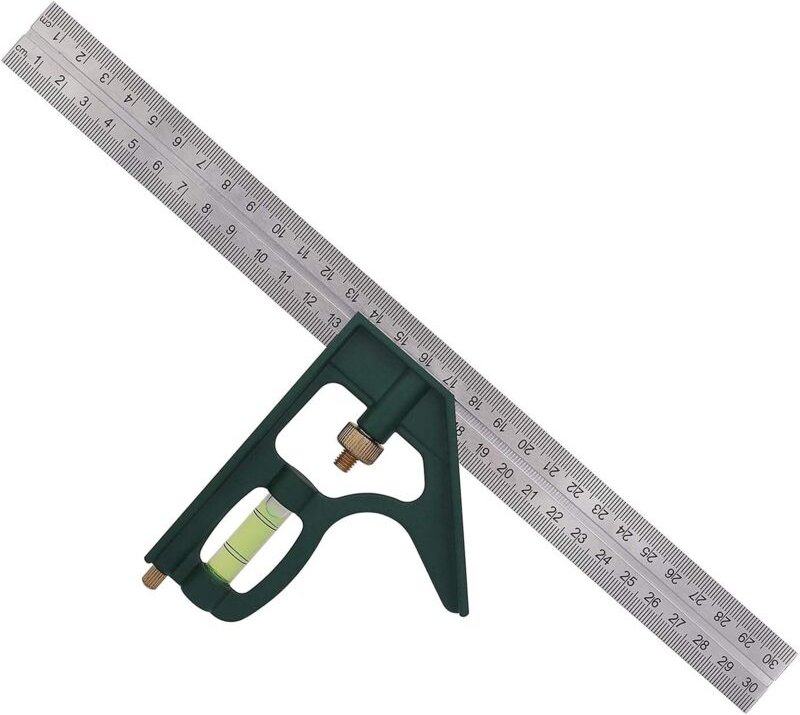 Quadratisches Kombinationswinkellineal aus Edelstahl, verstellbar um 45/90 Grad, Kombinationswinkel 300 mm 12 Zoll