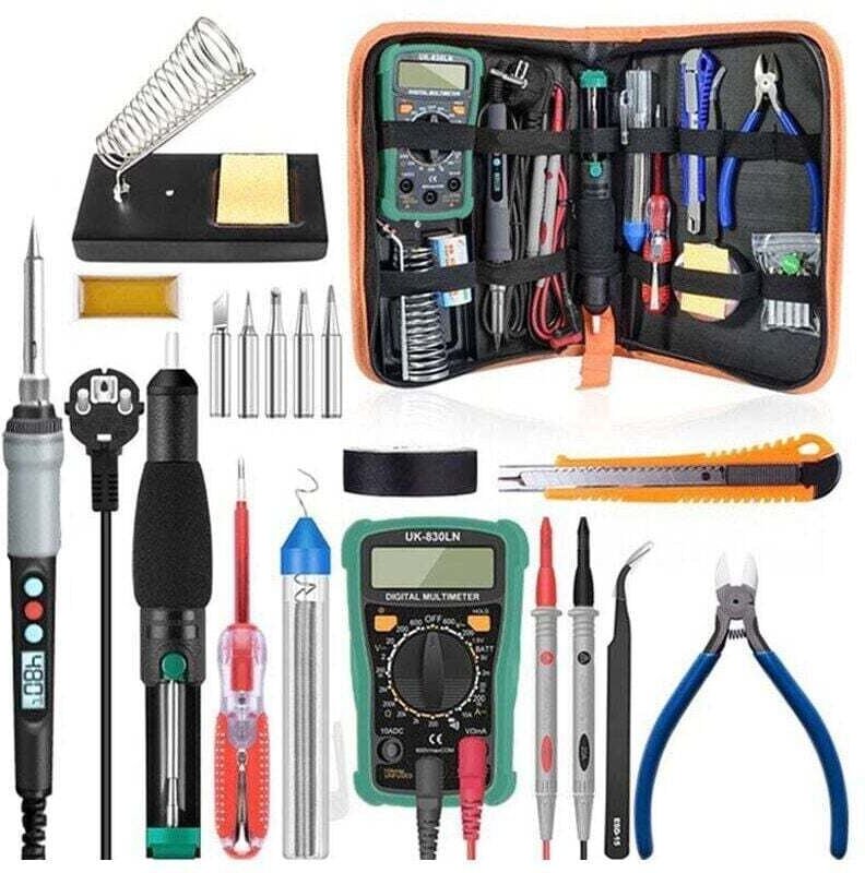 Elektrisches Lötset (60 W) mit Digitalanzeige, 18-teilig, einstellbare Temperatur von 100 °C bis 480 °C, inklusive Multi...