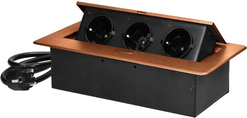 Orno Gniazdo Steckdose gold Design flach 3 Schuko mit 1,5 m Kabel