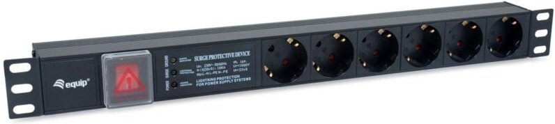 Equip Deutsche Stromverteilereinheit mit 6 Ausgängen, mit Überspannungsschutz, integriertem Leitungsanschluss