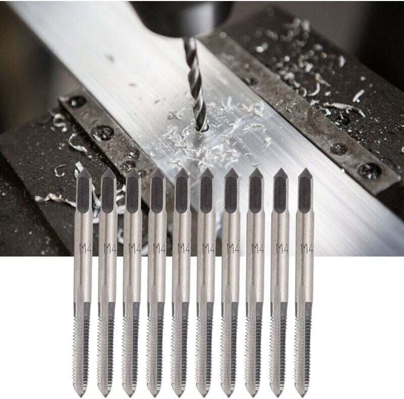 Satz mit 10 M4-Kegelkopf-Gewindebohrern aus Kohlenstoffstahl zum Bohren von Gewindelöchern in Holz, Kunststoff und Alumi...