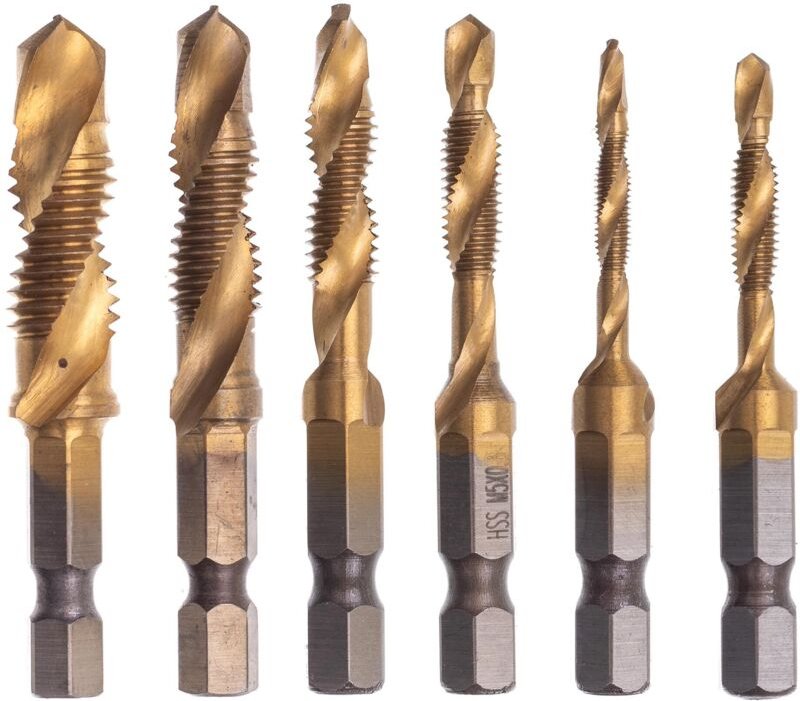 Gewindebohrer Gewindebohrer für Metall Holz HSS Titan beschichtet 6 EL M3-M10