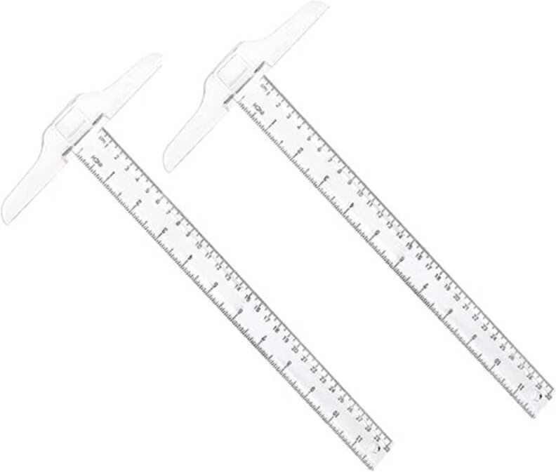 CCYKXA 2 Stück T-Quadrat, transparenter Kunststoff, T-Lineal, doppelseitig, T-Quadrat, Lineal, T-Quadrat zum Zeichnen un...
