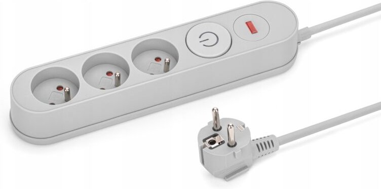 Überspannungsschutz-Steckdosenleiste mit 3 Steckdosen, 1,5 m, grau