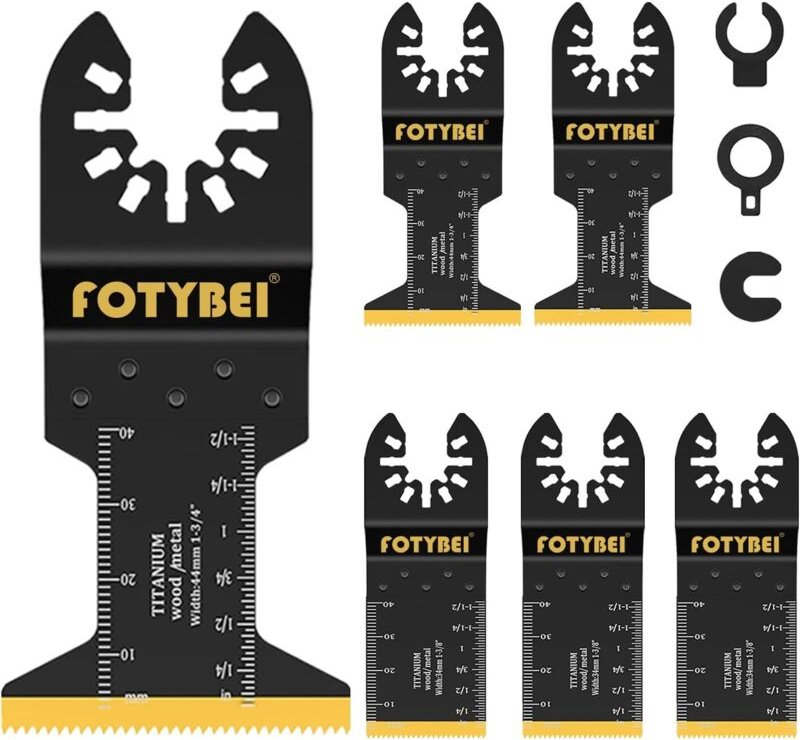 Oszillierende Sägeblätter aus Titan, 5-teiliges Multifunktionswerkzeug-Sägeblatt-Set für Kunststoff, Holz, Metall, kompa...