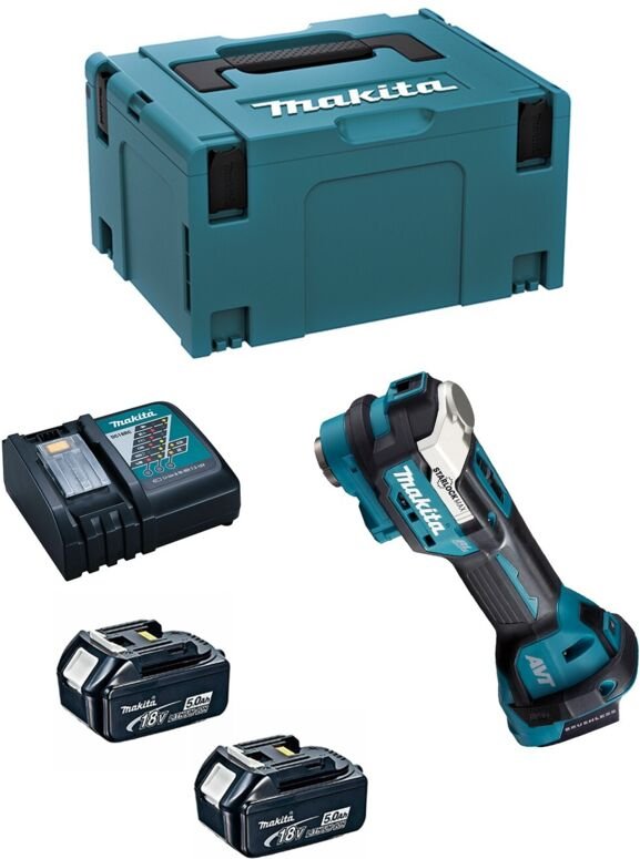 Dtm 52 rtj Akku Multifunktionswerkzeug 18 v Starlock Max Brushless + 2x Akku 5,0 Ah + Ladegerät + Makpac - Makita