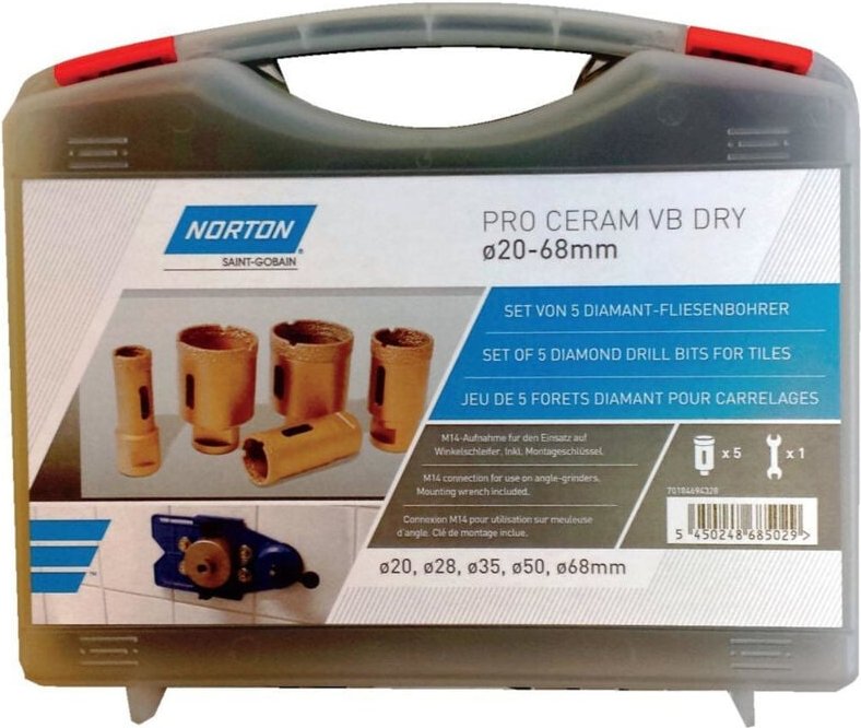 Clipper Fliesenbohrer extreme 6/8/10/12/35/45/68 mm Typ Sanitär 9tlg. - 70184694419 - Norton