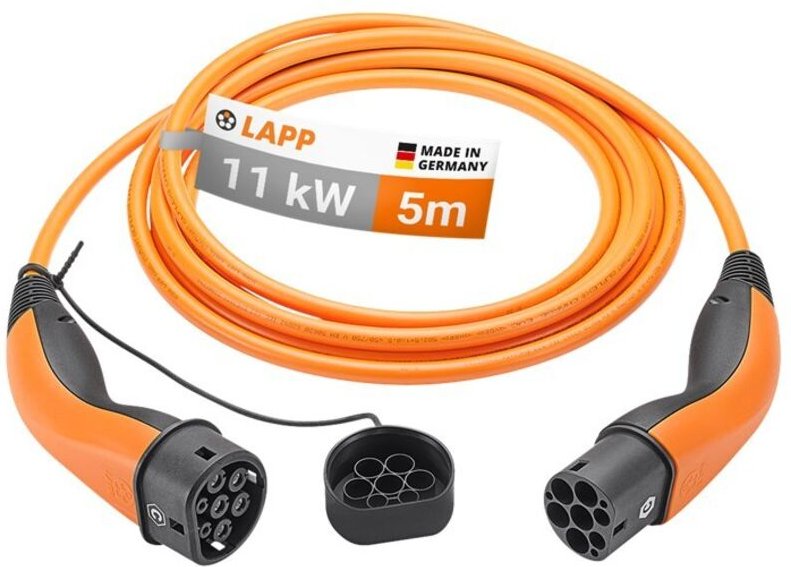 Thumbnail - Lapp - Ladekabel Typ 2, bis zu 11 kW, 5 m, orange, (5555934025) 20 a, 3-phasig, zum Laden von Hybrid- und Elektroautos m...