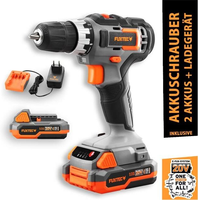 20V Akkuschrauber FX-E1BS20 set mit 2 x Akku 2Ah, 1 x Ladegerät 1A - Fuxtec