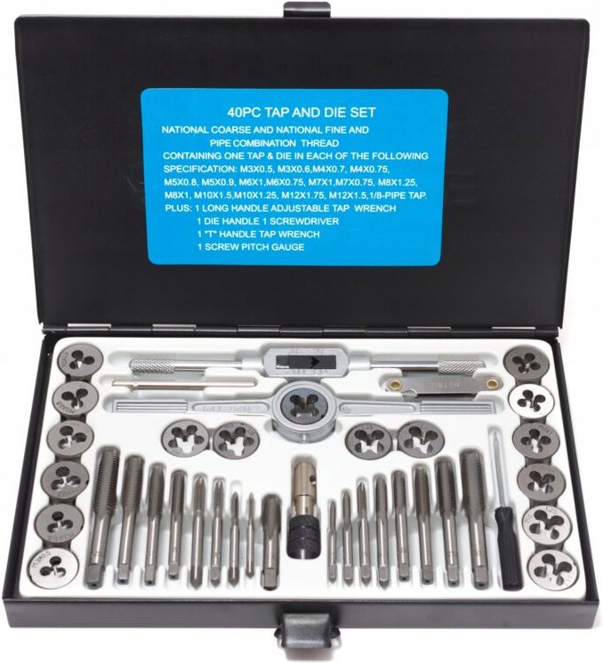 Gewindebohrer- und Schneideisen-Set, 40-teilig