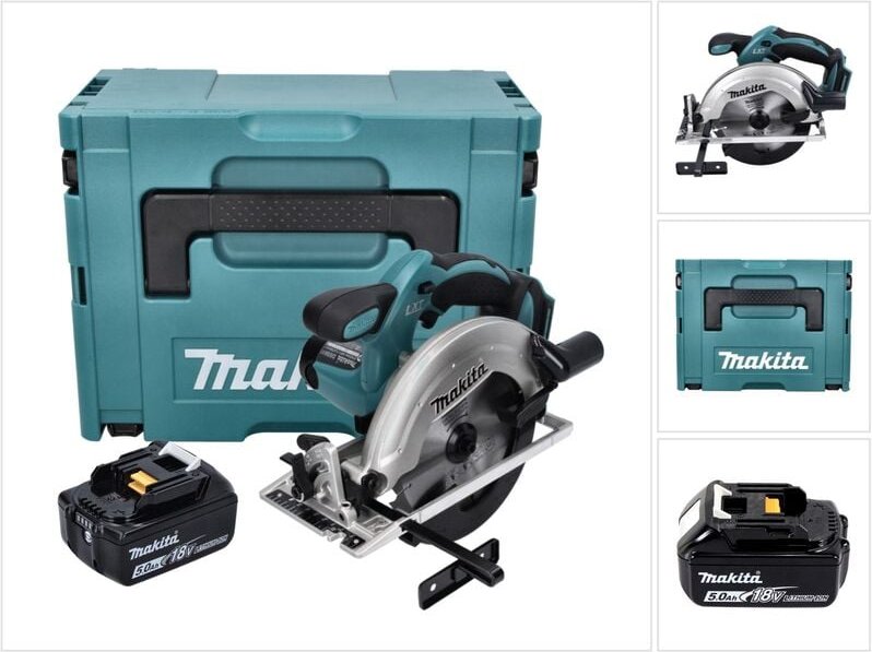 Dss 611 T1J Akku Handkreissäge 18 v 165 mm + 1x Akku 5,0 Ah + Makpac - ohne Ladegerät - Makita