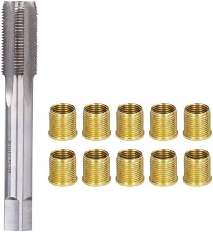 Ineasicer - Werkzeuge zur Reparatur von Zündkerzengewindelöchern, Gewindereparatursatz mit 10 Gewindeeinsätzen M14 x 1,2...