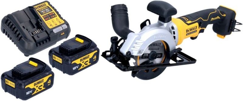 Dcs 571 M2 Akku Handkreissäge 18 v 115 mm Brushless + 2x Akku 4,0 Ah + Ladegerät - Dewalt