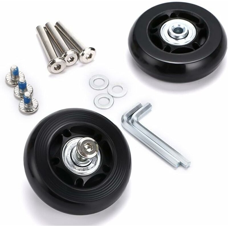 2er-Set Ersatzlager-Reparaturset für Kofferrollen (6018 mm), Schwarz