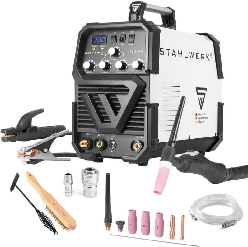 Inverterschweißgerät ac/dc wig 200 st igbt luftg.3m Einzelgerät m.Zub. Stahlwerk