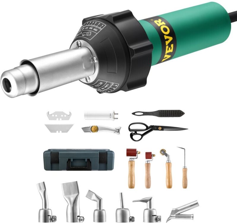 VEVOR Heißluft-Kunststoffschweißgerät, 1600 W Heißluftpistole, 50–600 °C PVC TPO Vinyl Schweißbrenner, Hot Air Welder Se...