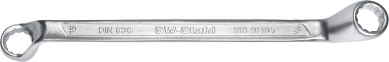 Thumbnail - SW-Stahl 01216L Doppelringschlüssel 21 x 23 mm mit tief gekröpften Ringköpfen I Ringschraubenschlüssel I Doppel-Schraube...