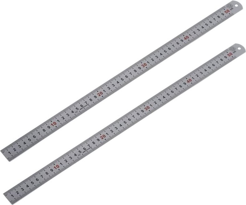2X Doppelseitige Skala Edelstahl Gerade Lineal Messwerkzeug 50cm