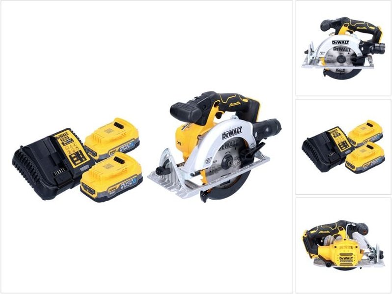 DeWalt DCS 565 E2 Akku Handkreissäge 18 V 165 mm Brushless + 2x Powerstack Akku 1,7 Ah + Ladegerät