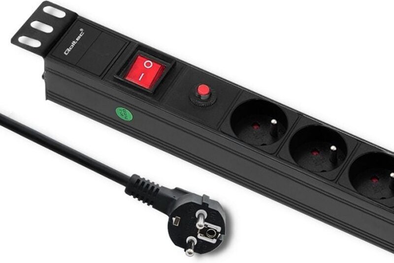 CB Überspannungsschutz-Steckdosenleiste für 19" RACK-Schrank 1HE 16A PDU 6xFRANZÖSISCH 2m