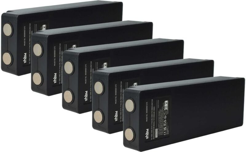 5x Akku kompatibel mit Scanreco YWW0439 Industrie-Funkfernsteuerung Fernbedienung (2500 mAh, 7,2 v, NiMH) - Schwarz - Vh...
