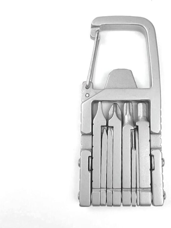 Thumbnail - 12-in-1-Multitool-Schlüsselanhänger – Multifunktionszange, klappbares Multitool aus Edelstahl, Outdoor-Schraubendreher-B...
