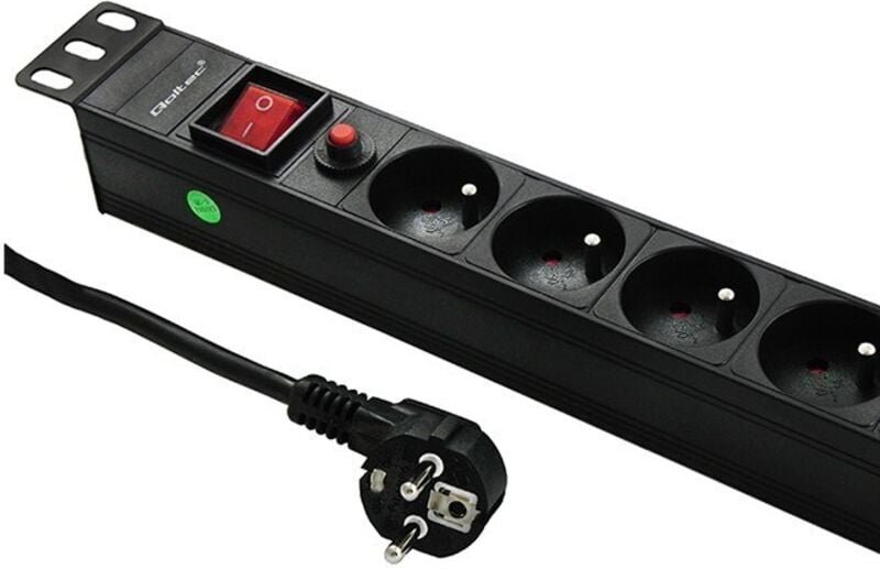 CB Überspannungsschutz-Steckdosenleiste für 19" RACK-Schrank 1HE 16A PDU 8xFRANZÖSISCH 2m