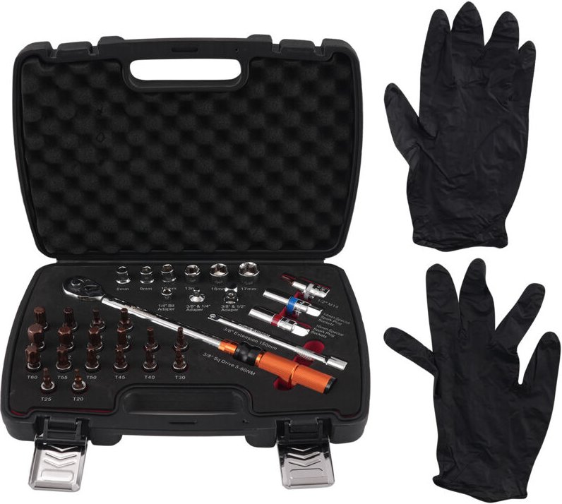 28-teilig Drehmomentschlüssel 3/8" 5-60Nm for Fahrzeug Motorrad Adapter