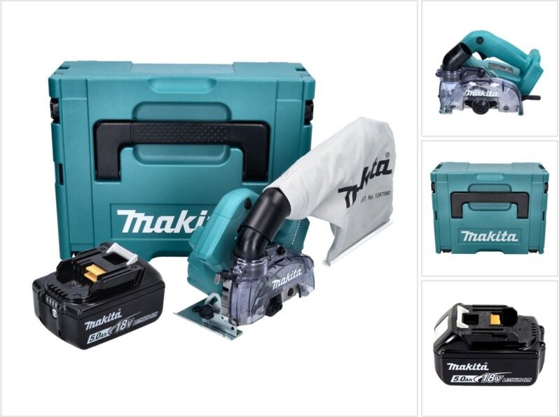 Dcc 500 T1J Akku Diamantschneider 18 v 125 mm Brushless + 1x Akku 5,0 Ah + Makpac - ohne Ladegerät - Makita