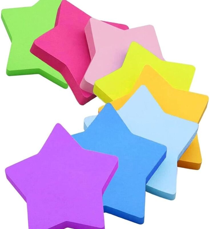 240 Blatt Farbige Haftnotizen, Selbstklebende Klebezettel, Stern Haftnotizen, Organisation & Erinnerung (70x70mm)