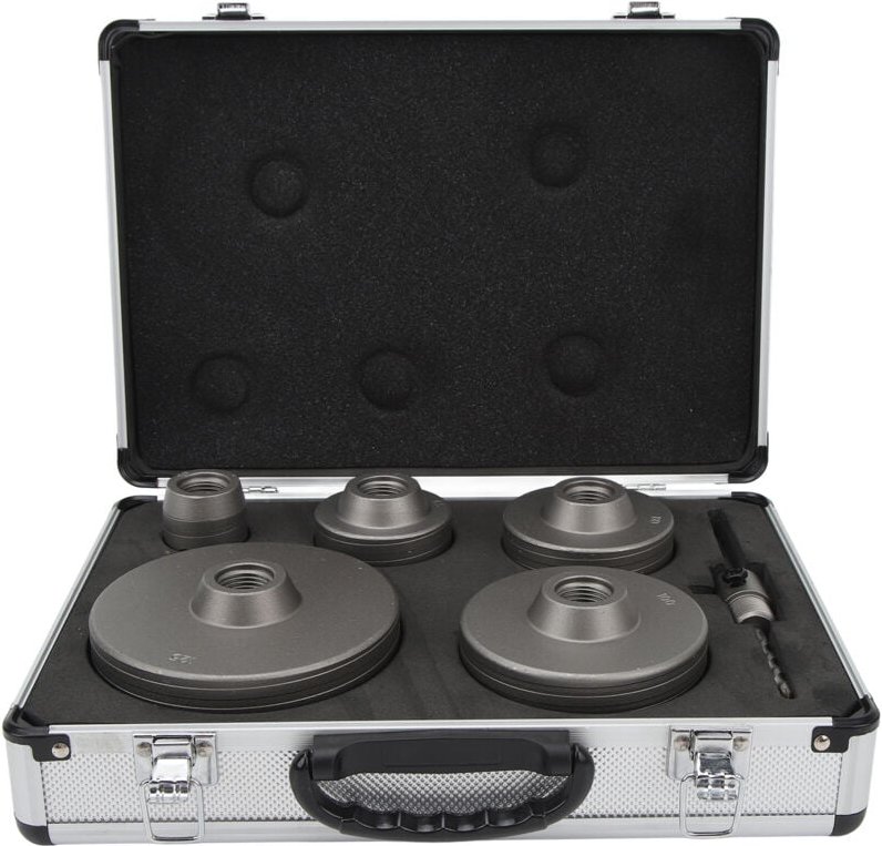 EBTOOLS 6-teiliges Betonlochsägen-Set – Kohlenstoffstahl für verschiedene Materialien (40–125 mm) mit praktischem Transp...