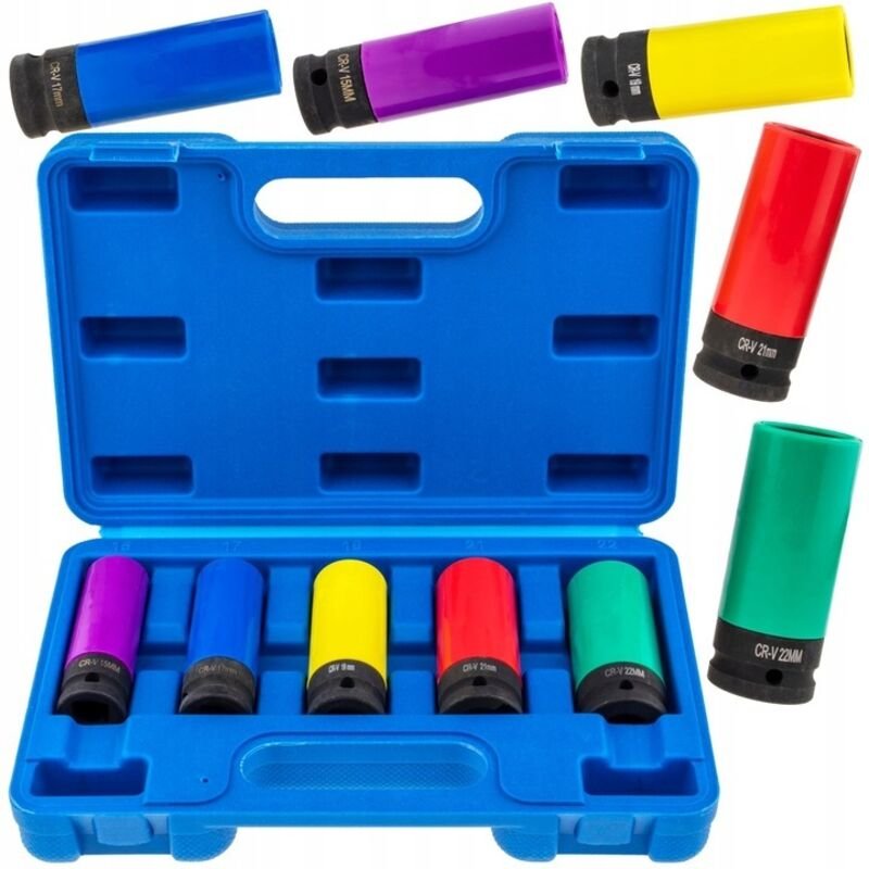 Schlagschrauben-Sockets für Aluminiumfelgen 15-22 mm 1/2" Alufelgen 80 mm lang CR-V