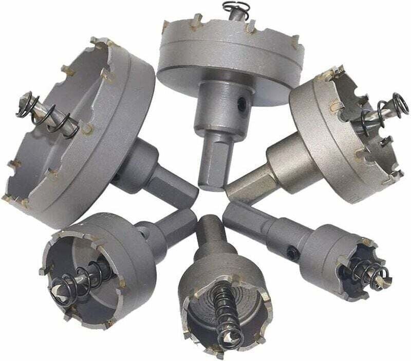 Thumbnail - 6-teiliges großes Lochsägen-Bohrer-TCT-Bügelsägen-Set, Lochsägen-Adapter, Bohrsäge für Kunststoff, Edelstahl, Metall, Ho...