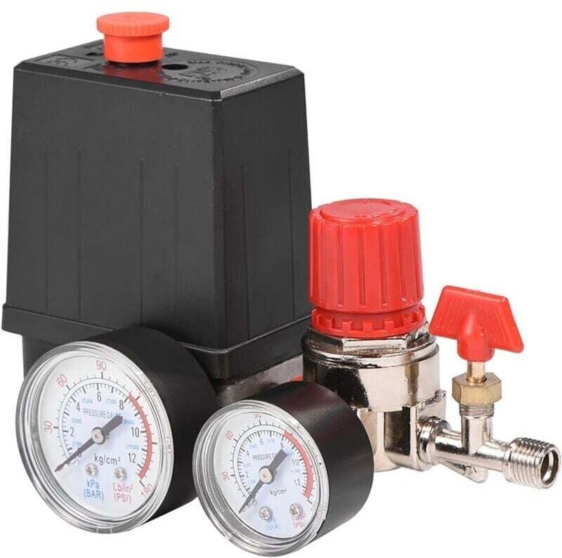 Druckschalter für Luftkompressoren, 12-bar-Druckschalter für Luftkompressoren mit Manometern für schnellen Druckminderer...