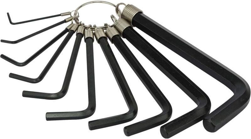 Linghhang - Inbusschlüsselsatz, 10-in-1, L-förmiger metrischer Sechskantschlüssel mit Ring für Reparaturwerkzeug (schwar...