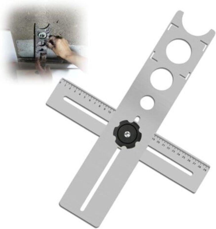 Verstellbarer Lochfinder, Fliesenwerkzeug-Lineal Fliesenfinder Fliesenwinkelmesslineal Fliesenwinkelmesslineal,Po