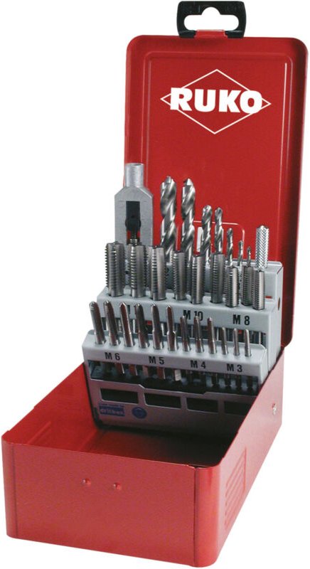 RUKO Handgewindebohrer-Satz HSS in Industriekassette - 29 tlg. - 245003