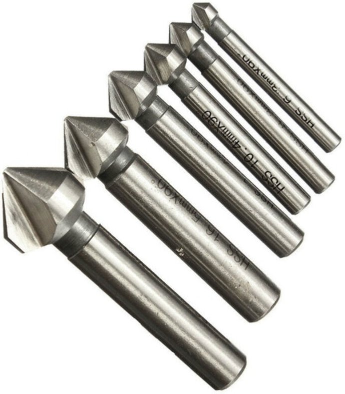 3-schneidiges 90-Grad-HSS-Titan-3-schneidiges Fasen-Senkbohrer-Set (6er-Pack)