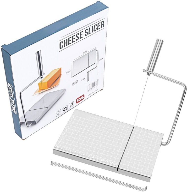 Cette guillotine à fromage en acier inoxydable est fournie avec 5 fils remplaçables et convient pour couper des cubes de...