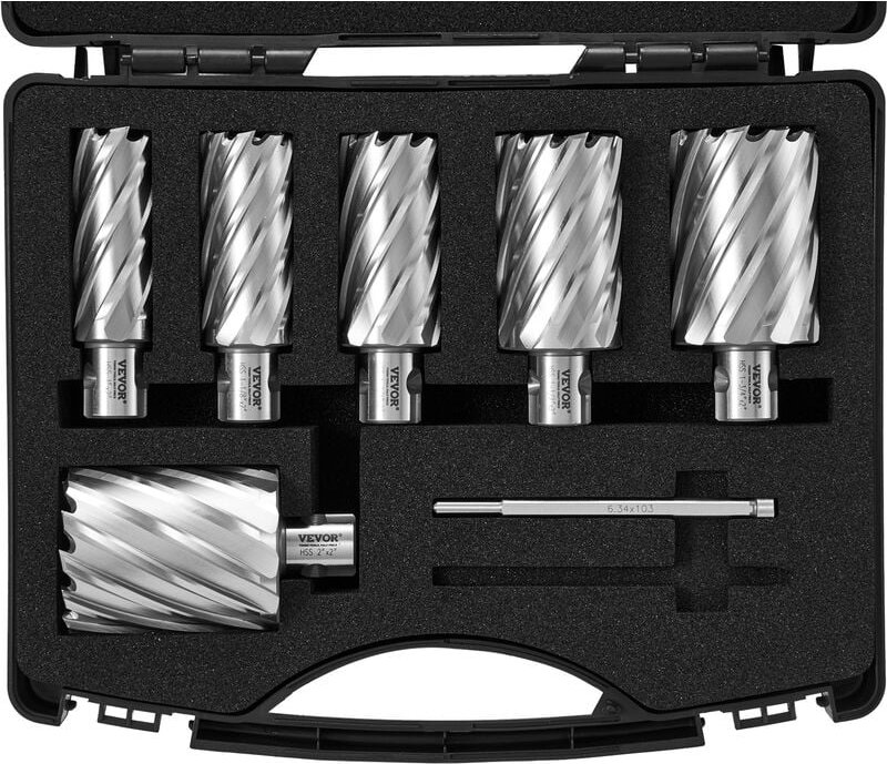 Vevor Kronenbohrer-Set Metall 6 tlg. 1, 1-1/8, 1-1/4, 1-1/2, 1-3/4, 2 Zoll Kernbohrer-Satz 50,8 mm Schnitttiefe Ringschn...