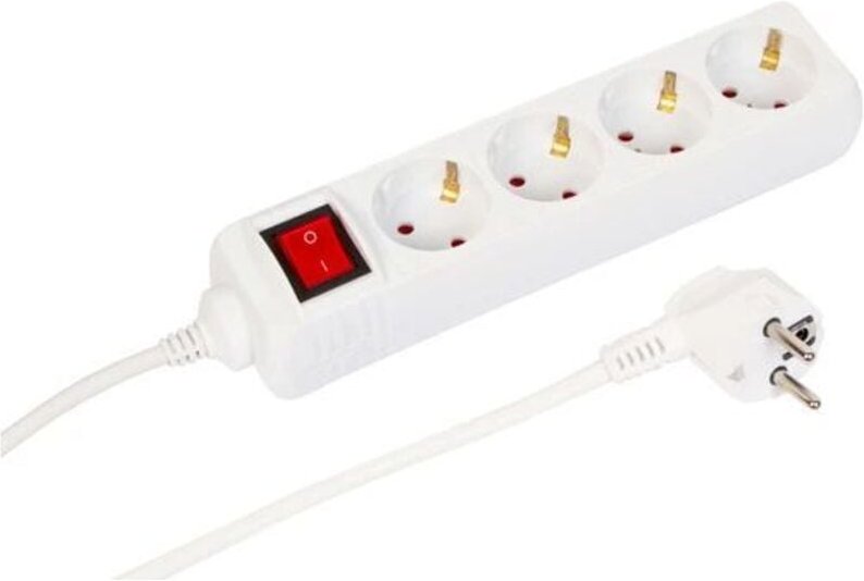 Microconnect - 4x Schuko Steckdosenleiste mit Schalter 1,5M, weiß, MC-GRU00415WS
