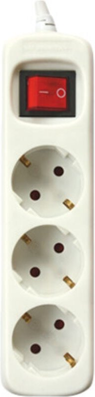 Mehrfachsockel 3 Steckdosen Schalterkabel 1,5m weiss
