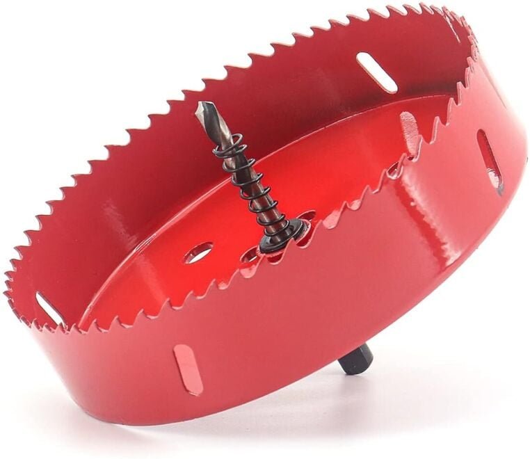 150-mm-Lochsäge mit Zentrierbohrer, HSS-M42-Bimetall-Kronensockel für Holz, Placoplâtre, Kunststoff und Trockenbau - Lnt...