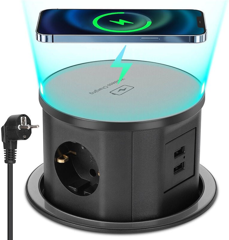 Versenkbare Steckdose Mehrfachsteckdose mit usb, Tischsteckdose Versenkbar 3 Fach mit 2 usb-a, Einbausteckdose Tisch für...