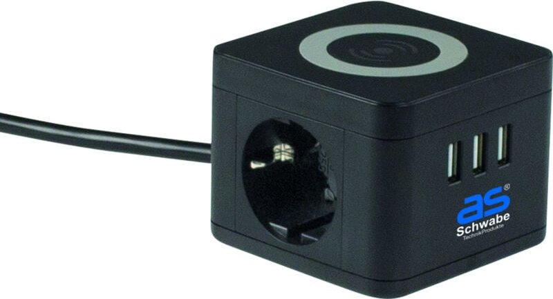 Thumbnail - 2-fach Steckdosentower 1,5m 230V Induktionsladefläche usb IP20