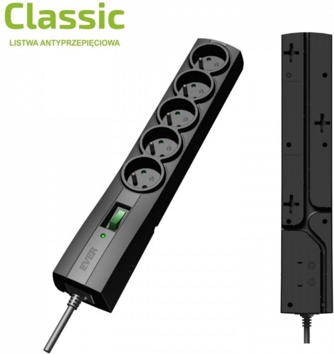 Classic 3m 5 Steckdosen ac 250 v schwarz - Ever